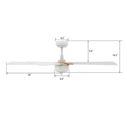 Carro STOCKTON 52 inch 5-Blade Smart Ceiling Fan with LED Light Kit & Remote Control- White/White (Gold Details)