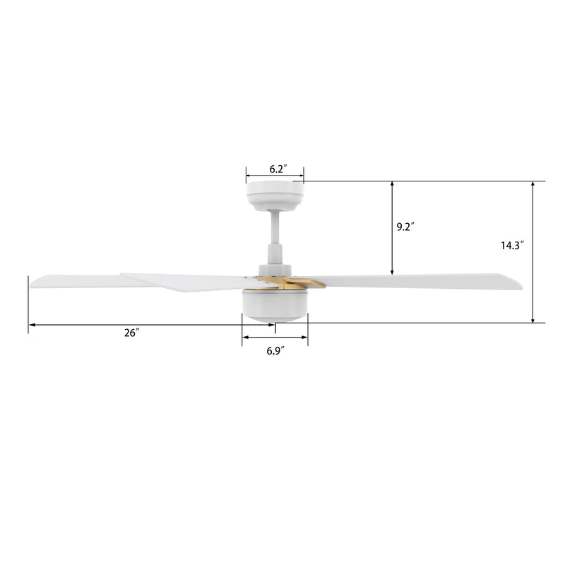 Carro STOCKTON 52 inch 5-Blade Smart Ceiling Fan with LED Light Kit & Remote Control- White/White (Gold Details)