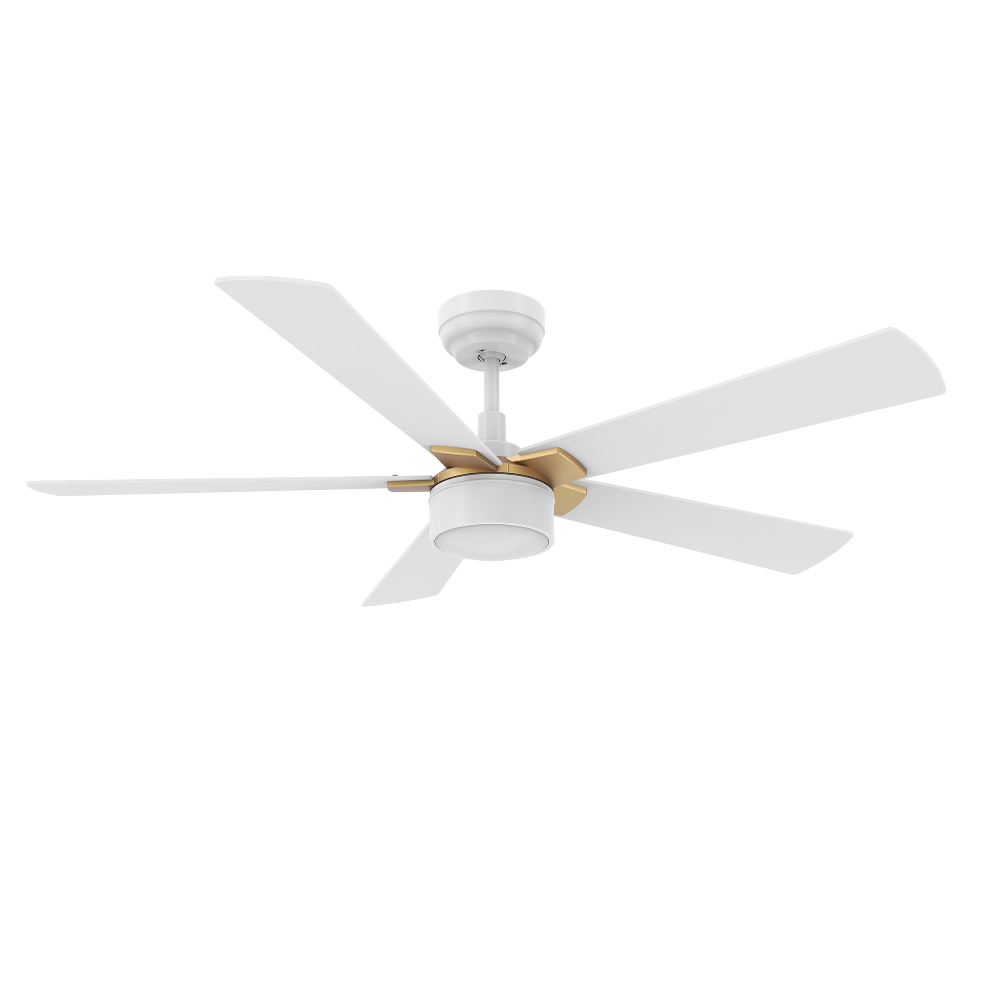 Carro STOCKTON 52 inch 5-Blade Smart Ceiling Fan with LED Light Kit & Remote Control- White/White (Gold Details)