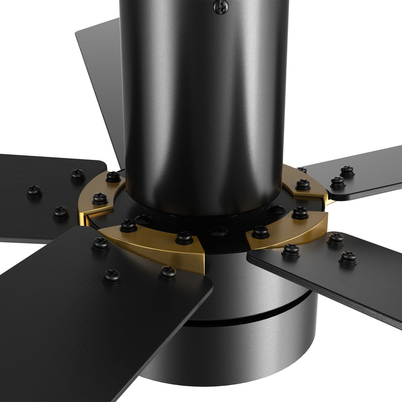 Carro TAMPA 52 inch 5-Blade Flush Mount Smart Ceiling Fan with LED Light Kit & Remote- Black/Black