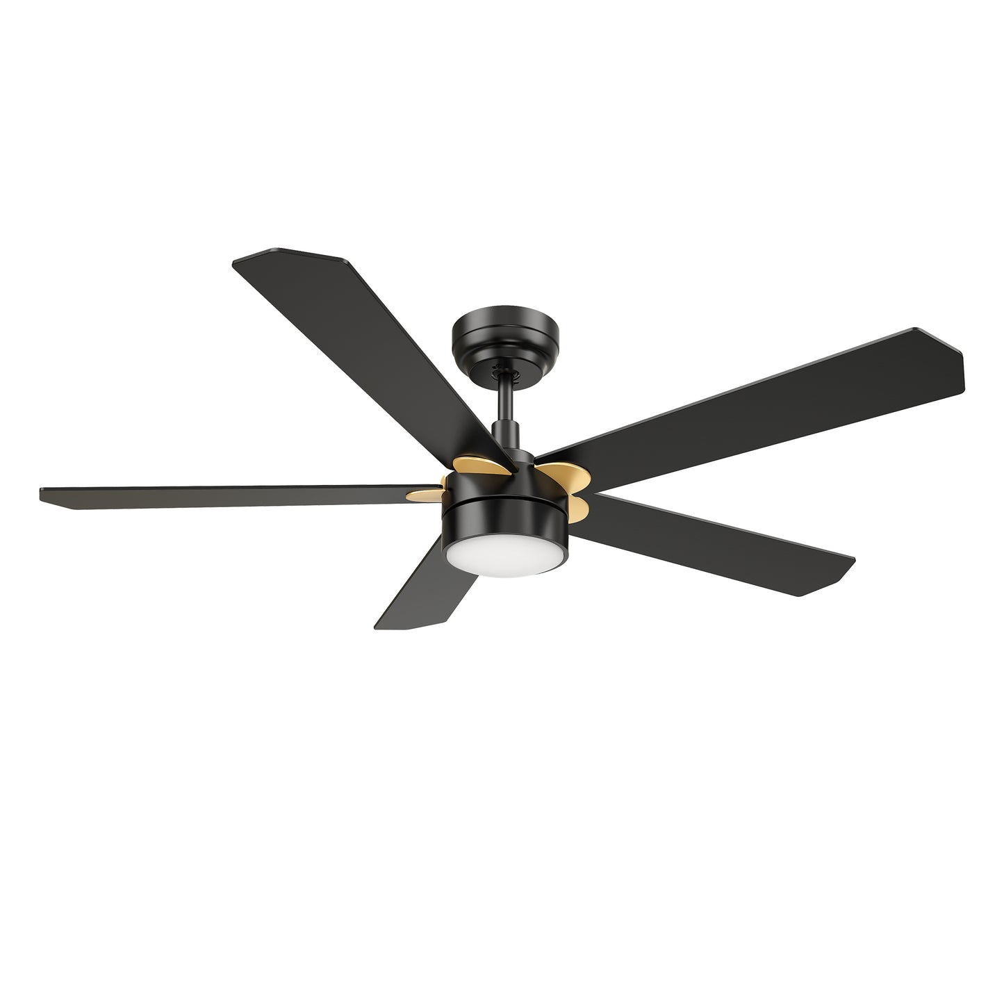 Carro TARRASA 52 inch 5-Blade Smart Ceiling Fan with LED Light Kit & Remote Control- Black/Black (Gold Details)
