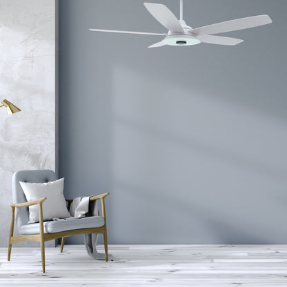 Carro Home JOURNEY 52 inch 5-Blade Smart Ceiling Fan with LED Light Kit & Remote - White/White Fan Blades