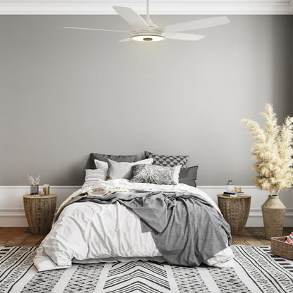 Carro Home JOURNEY 52 inch 5-Blade Smart Ceiling Fan with LED Light Kit & Remote - White/White Fan Blades
