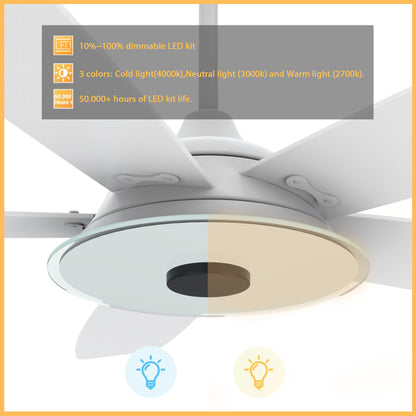 Carro Home JOURNEY 52 inch 5-Blade Smart Ceiling Fan with LED Light Kit & Remote - White/White Fan Blades
