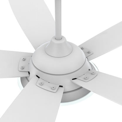 Carro Home JOURNEY 52 inch 5-Blade Smart Ceiling Fan with LED Light Kit & Remote - White/White Fan Blades
