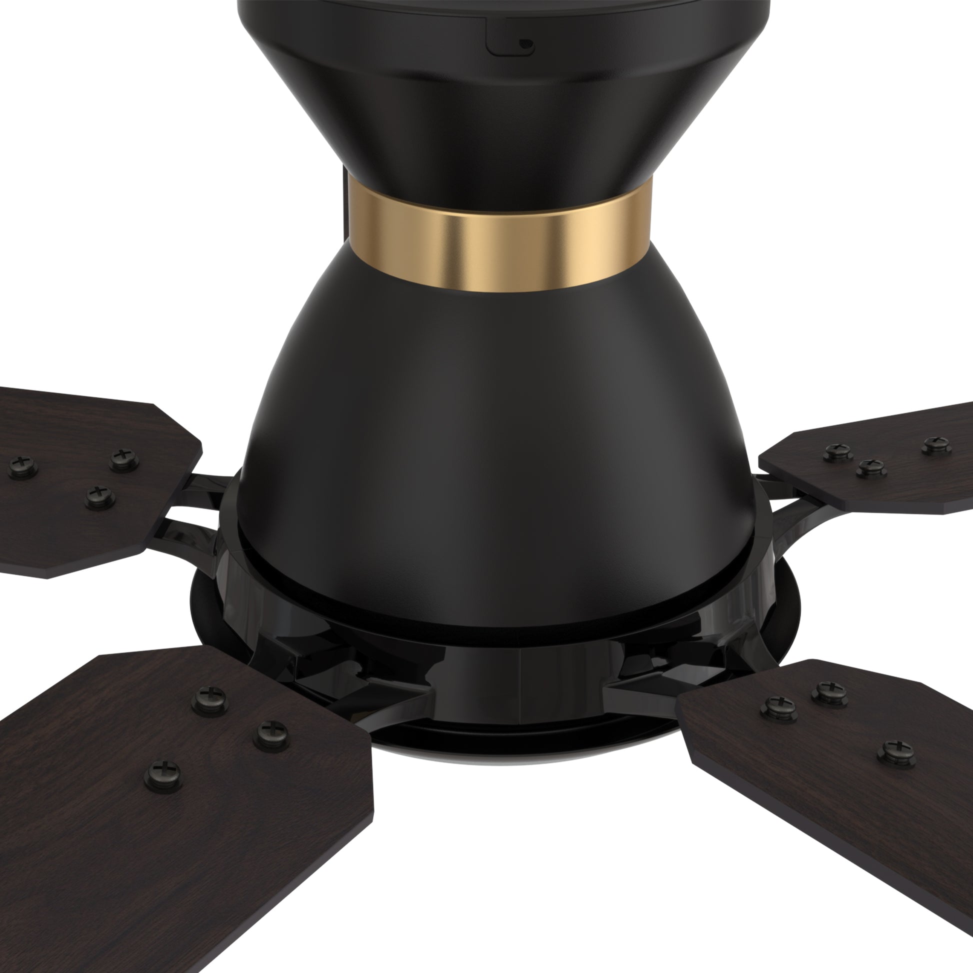 Carro ESPEAR 52 inch Flush Mount 5-Blade Smart Ceiling Fan with LED Light Kit & Remote - Black (Gold Detail) /Walnut & Barnwood (Reversible Blades)