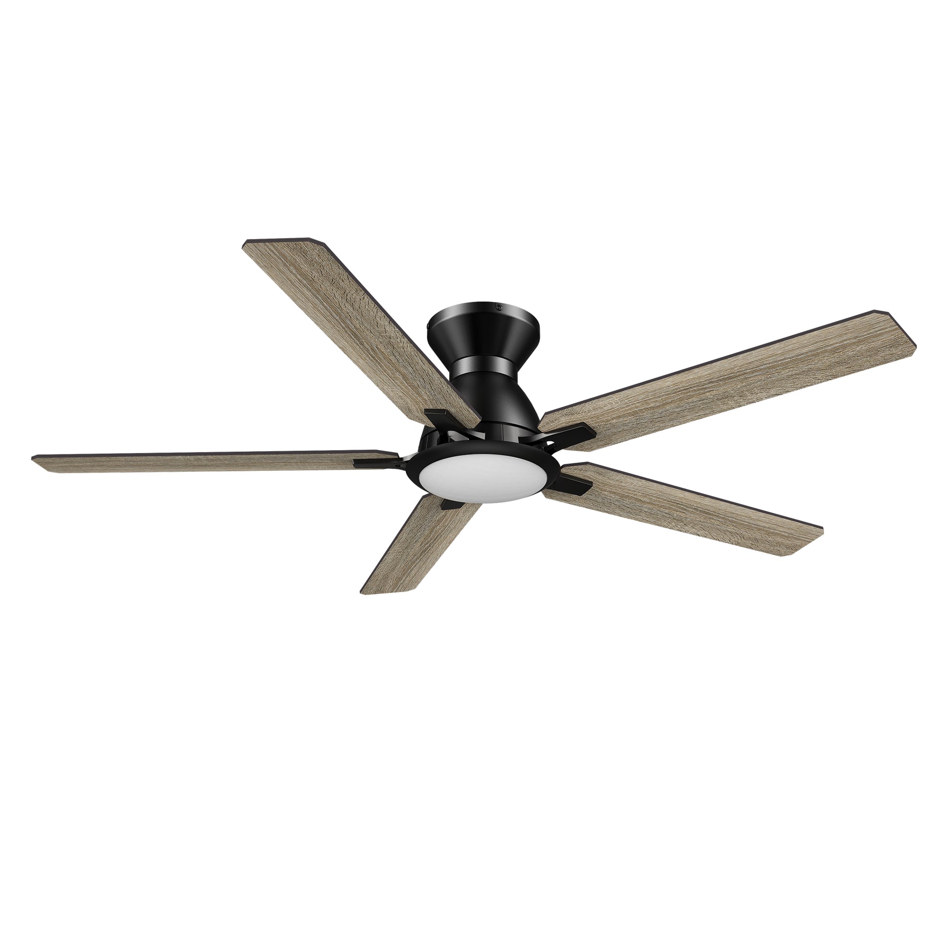 Carro ESPEAR 52 inch Flush Mount 5-Blade Smart Ceiling Fan with LED Light Kit & Remote - Black/Walnut & Barnwood (Reversible Blades)