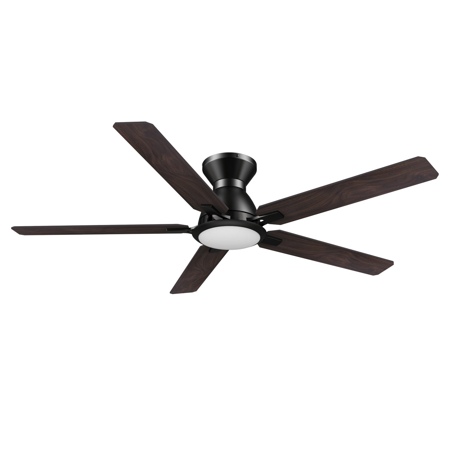 Carro ESPEAR 52 inch Flush Mount 5-Blade Smart Ceiling Fan with LED Light Kit & Remote - Black/Walnut & Barnwood (Reversible Blades)