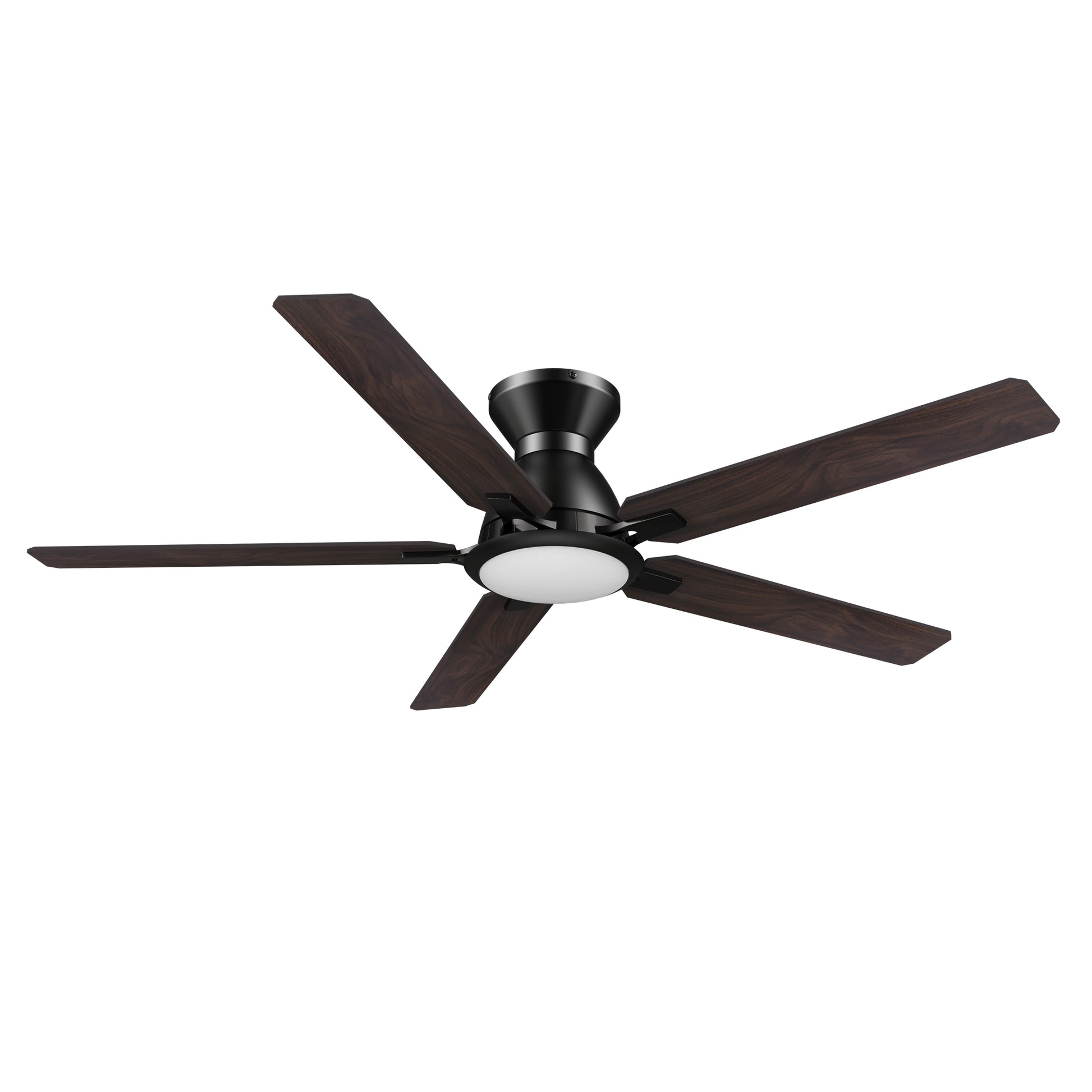 Carro ESPEAR 52 inch Flush Mount 5-Blade Smart Ceiling Fan with LED Light Kit & Remote - Black/Walnut & Barnwood (Reversible Blades)