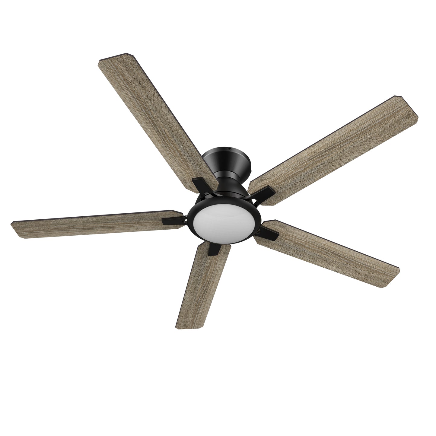 Carro ESPEAR 52 inch Flush Mount 5-Blade Smart Ceiling Fan with LED Light Kit & Remote - Black/Walnut & Barnwood (Reversible Blades)
