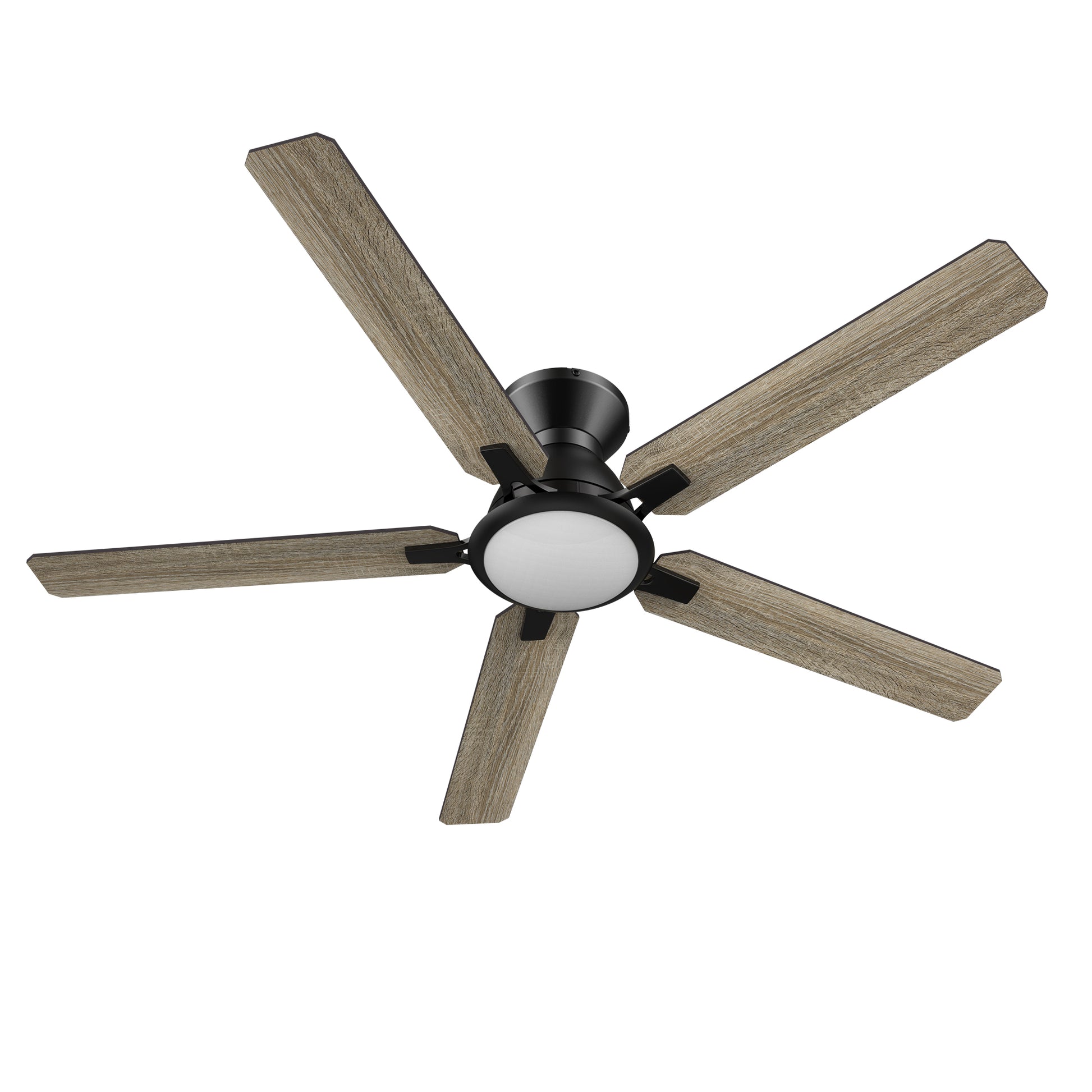Carro ESPEAR 52 inch Flush Mount 5-Blade Smart Ceiling Fan with LED Light Kit & Remote - Black/Walnut & Barnwood (Reversible Blades)