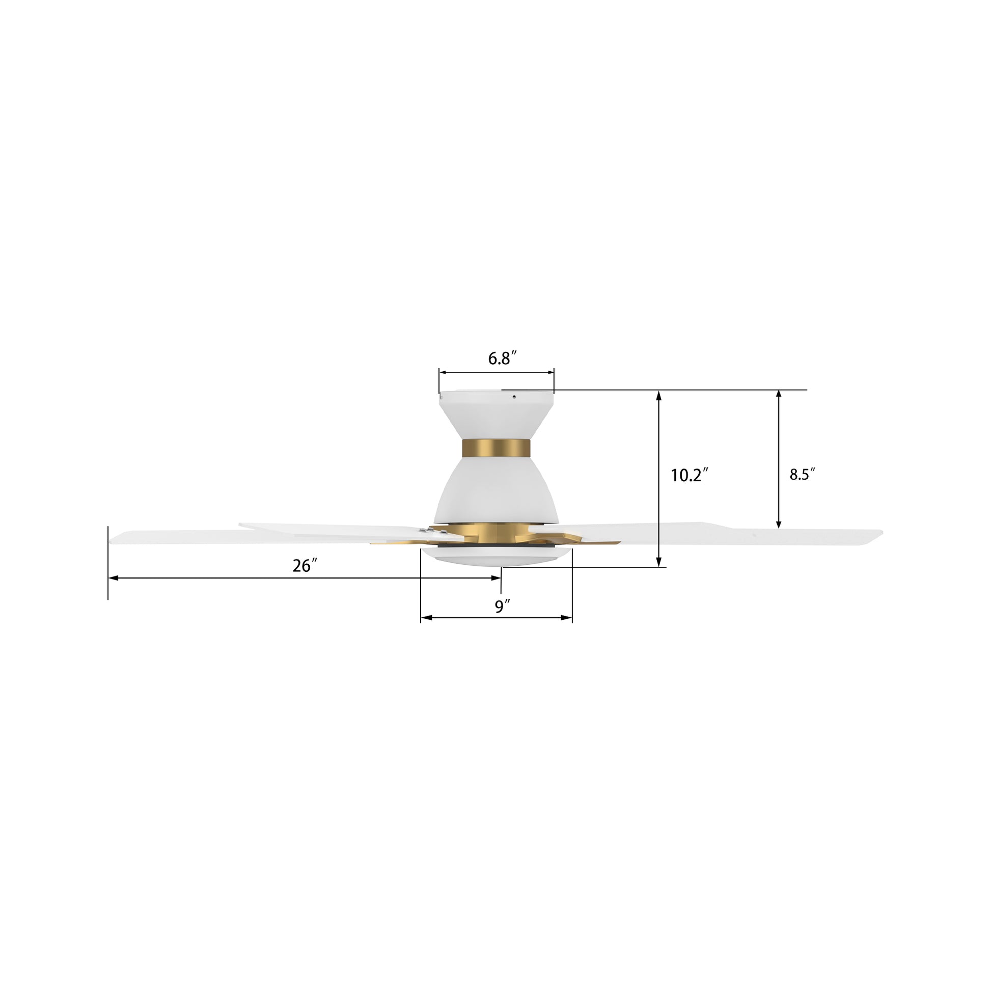Carro Home ESPEAR 52 inch Flush Mount 5-Blade Smart Ceiling Fan with LED Light Kit & Remote - White/White fan blades