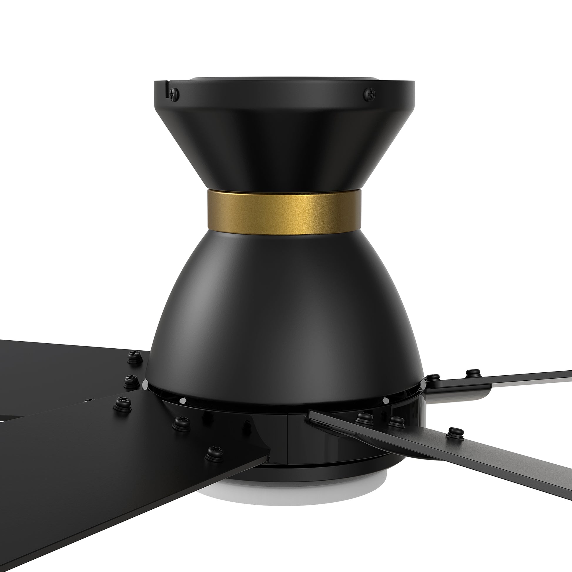 Carro Home ASCENDER 52 inch 5-Blade Flush Mount Smart Ceiling Fan with LED Light & Remote Control - Black/Black (Gold Rim)