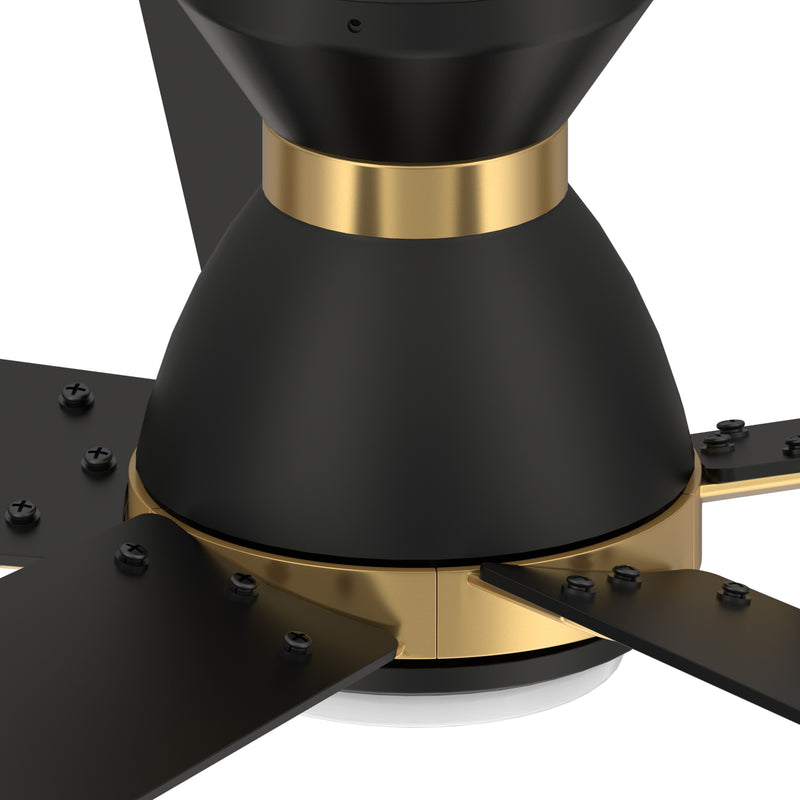 Carro ASCENDER 52 inch 5-Blade Flush Mount Smart Ceiling Fan with LED Light & Remote Control - Black/Black (Gold Detail)
