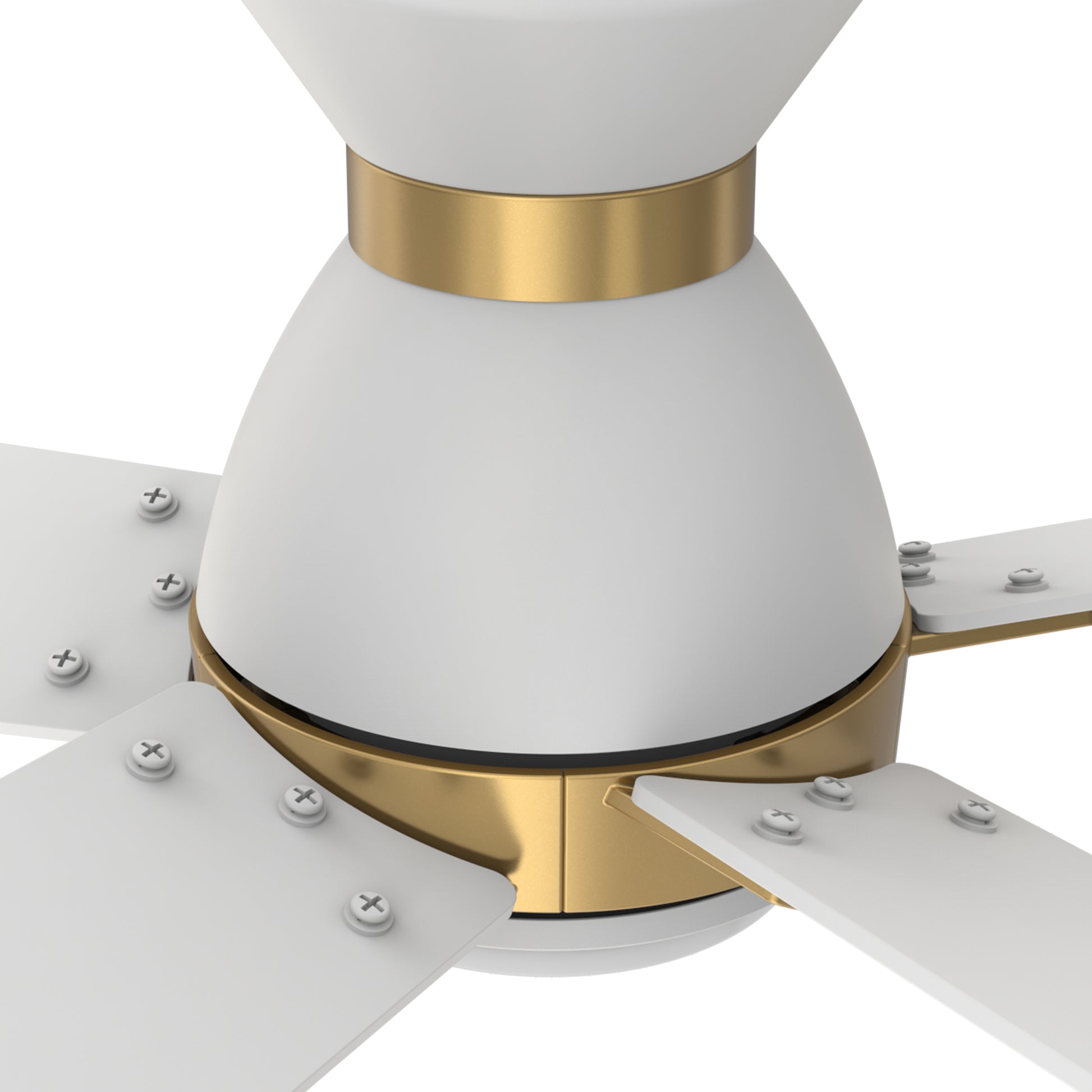 Carro Home ASCENDER 52 inch 5-Blade Flush Mount Smart Ceiling Fan with LED Light & Remote Control - White/White (Gold Detail) Fan Blades