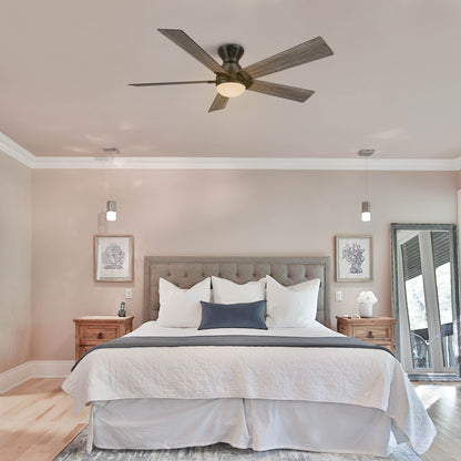 Carro ASCENDER 52 inch 5-Blade Flush Mount Smart Ceiling Fan with LED Light & Remote Control - Black/Walnut & Barnwood (Reversible Blades)
