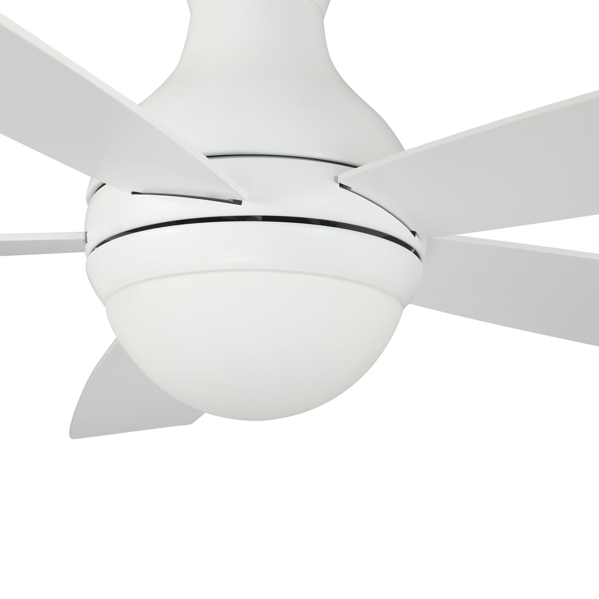 Carro Home TWISTER 52 inch 5-Blade Flush Mount Smart Ceiling Fan with LED Light Kit & Remote- White/White