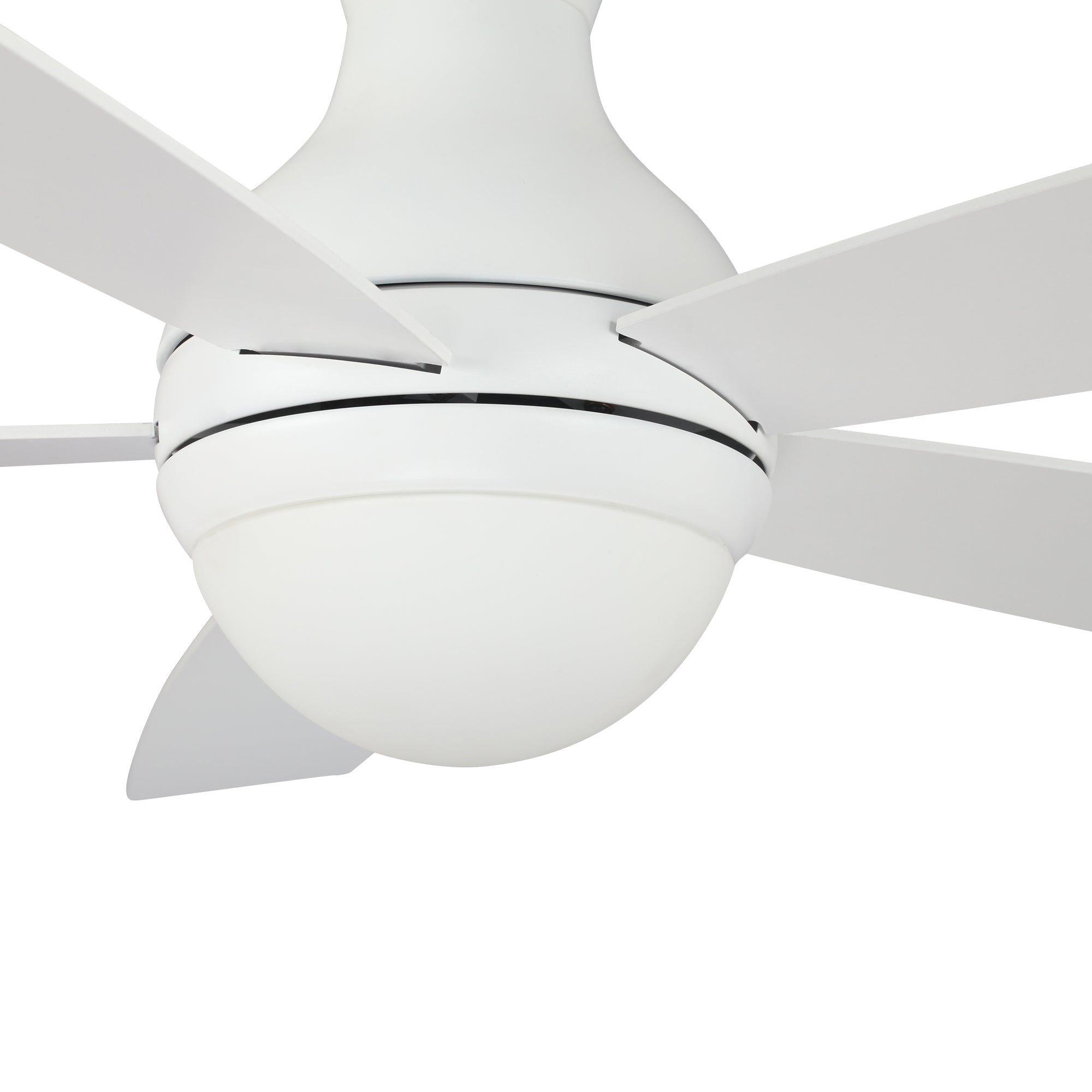 Carro Home TWISTER 52 inch 5-Blade Flush Mount Smart Ceiling Fan with LED Light Kit & Remote- White/White