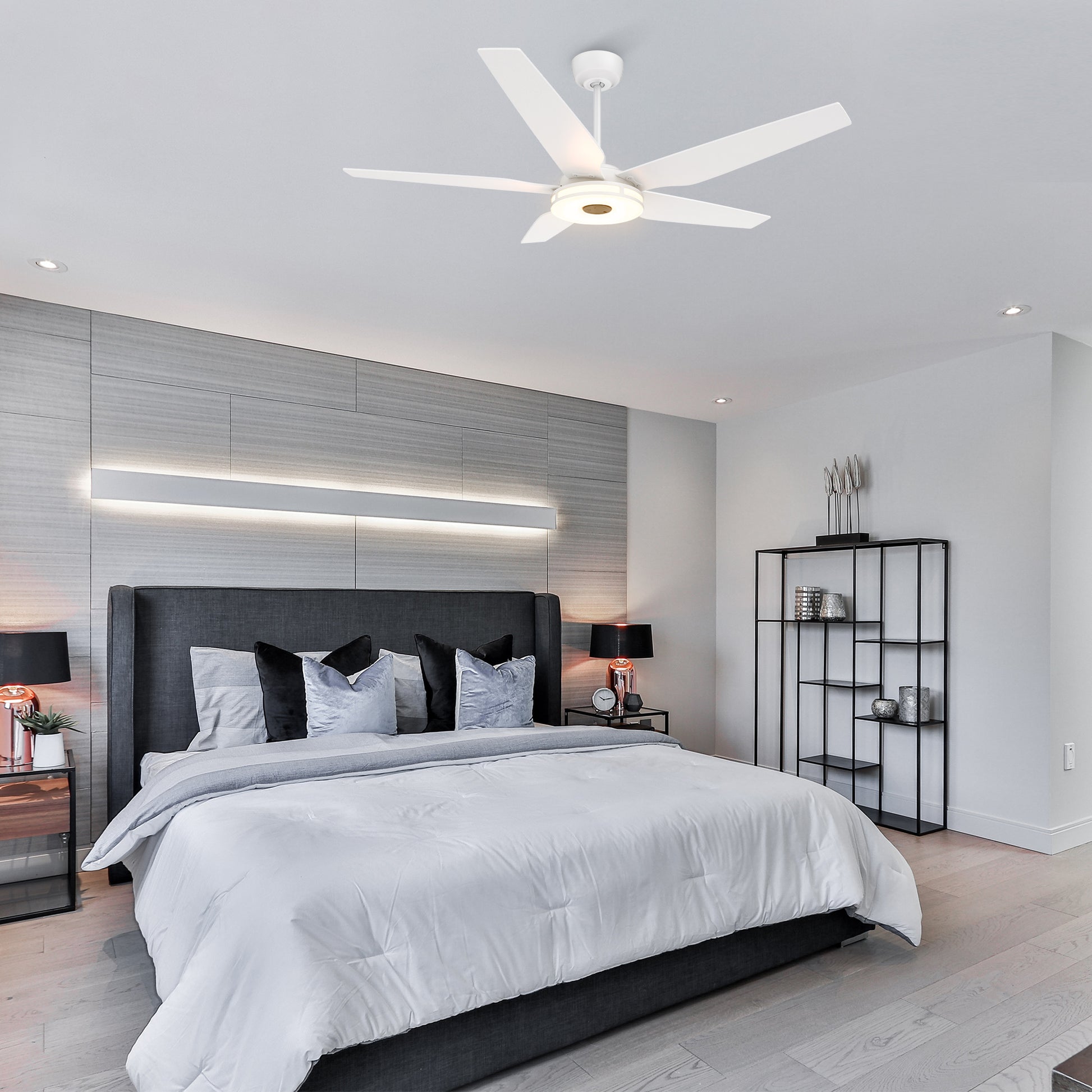 Carro ELIRA 52 inch 5-Blade Smart Ceiling Fan with LED Light Kit & Remote - White/White