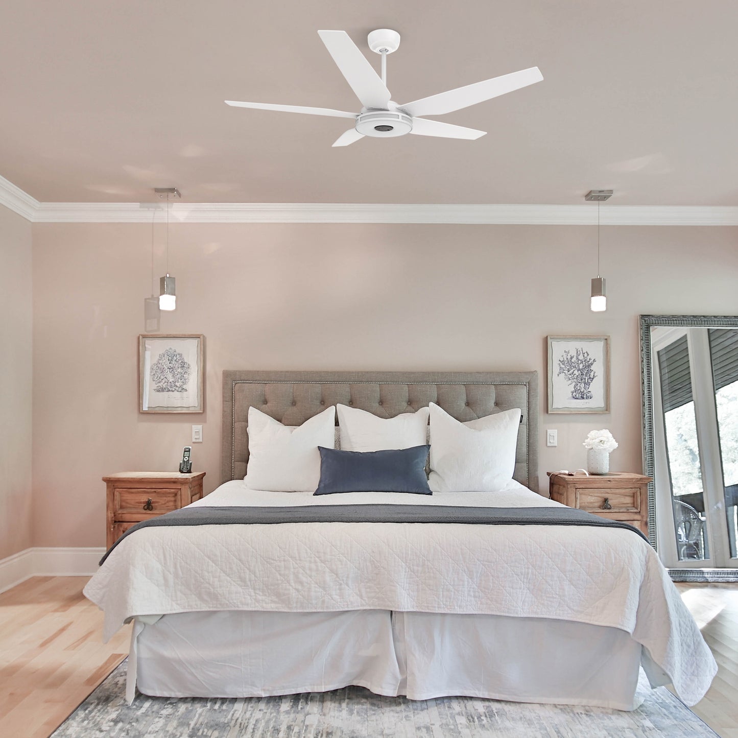 Carro ELIRA 52 inch 5-Blade Smart Ceiling Fan with LED Light Kit & Remote - White/White
