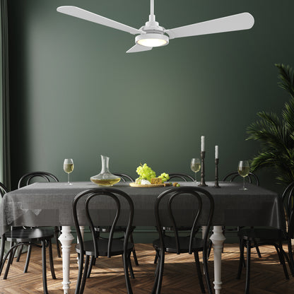 Carro USA BRISA 56 inch 3-Blade Smart Ceiling Fan with LED Light & Remote Control - White/White fan blades