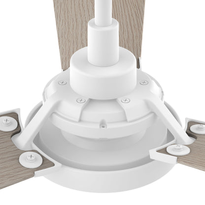 Carro USA BRISA 56 inch 3-Blade Smart Ceiling Fan with LED Light & Remote Control - White/Light Wood fan blades