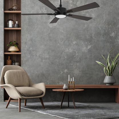 Carro Home APPLETON 56 inch 5-Blade Smart Ceiling Fan with LED Light Kit & Remote Control- Black/Wood Finish (Reversible Blades)