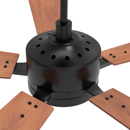 Carro Home APPLETON 56 inch 5-Blade Smart Ceiling Fan with LED Light Kit & Remote Control- Black/Wood Finish (Reversible Blades)