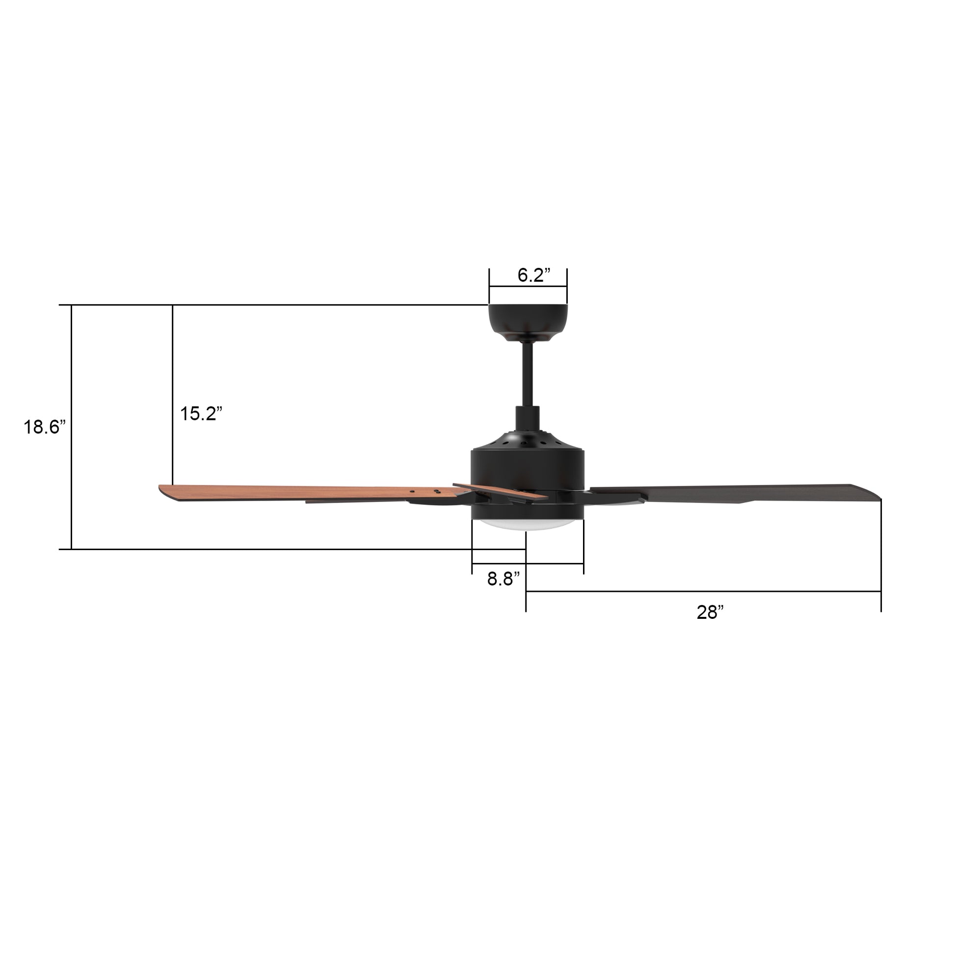Carro Home APPLETON 56 inch 5-Blade Smart Ceiling Fan with LED Light Kit & Remote Control- Black/Wood Finish (Reversible Blades)