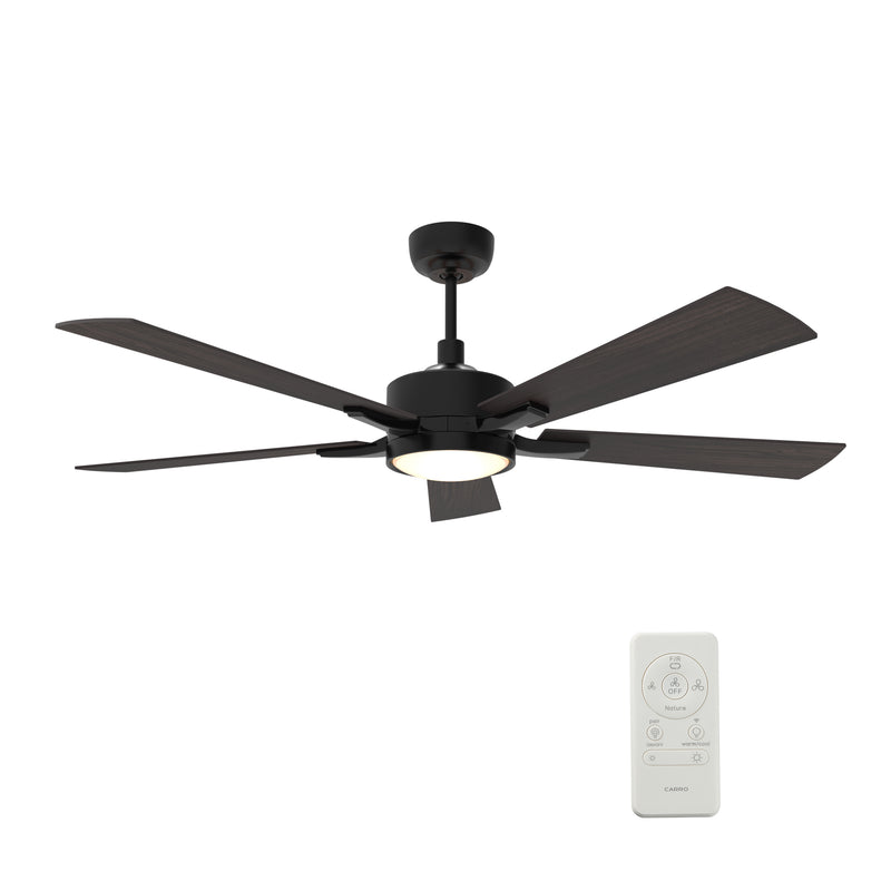 Carro Home APPLETON 56 inch 5-Blade Smart Ceiling Fan with LED Light Kit & Remote Control- Black/Wood Finish (Reversible Blades)