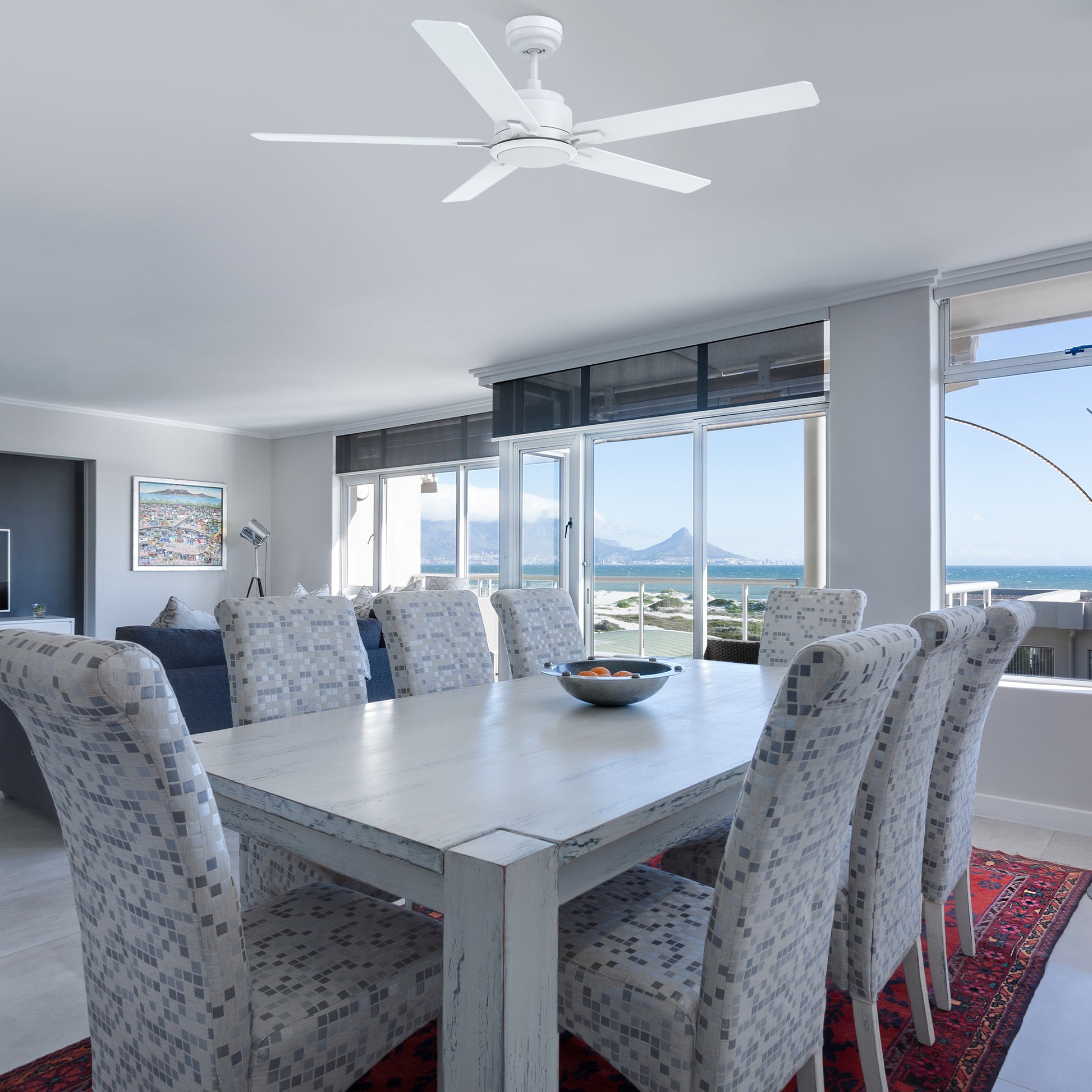 Carro Home ESPEAR 56 inch 5-Blade Smart Ceiling Fan with LED Light Kit & Remote - White/White