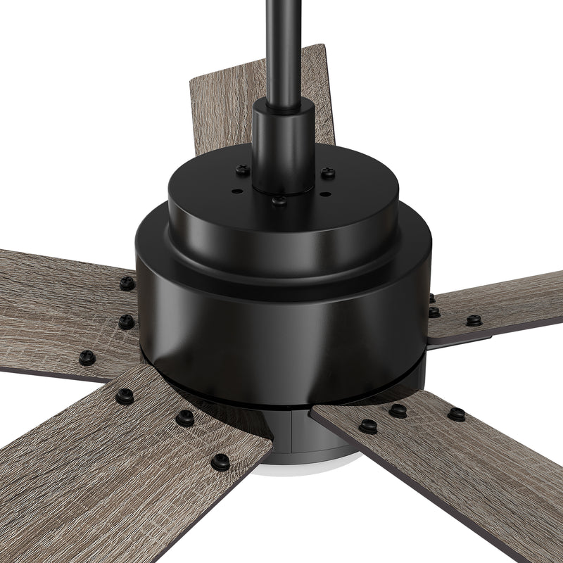 Carro ASCENDER 56 inch 5-Blade Flush Mount Smart Ceiling Fan with LED Light & Remote Control - Black/Walnut & Barnwood (Reversible Blades)