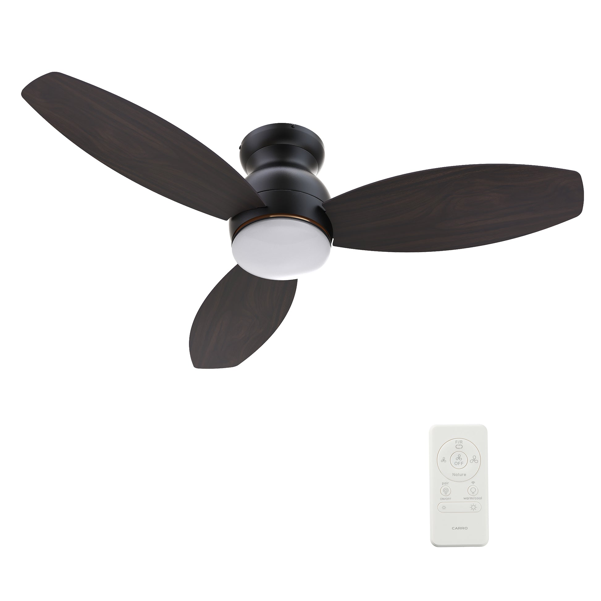 Carro TRENTO 60 inch 3-Blade Smart Ceiling Fan with LED Light Kit & Remote- Black/Walnut & Light Wood (Reversible Blades)