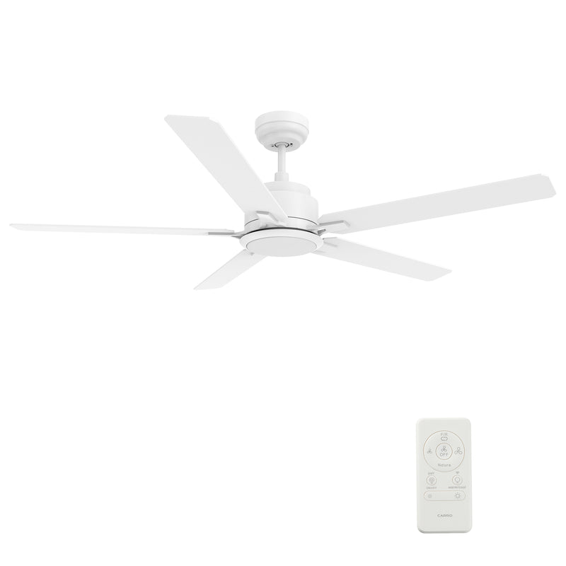 Carro Home ESPEAR 60 inch 5-Blade Smart Ceiling Fan with LED Light Kit & Remote - White/White