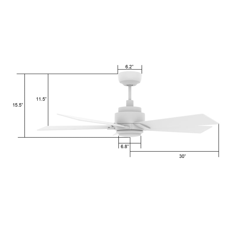 Carro ASCENDER 60 inch 5-Blade Smart Ceiling Fan with LED Light & Remote Control - White/White