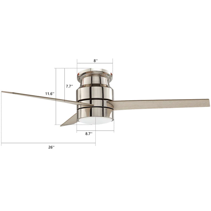 Carro Home RAIDEN 52 inch 3-Blade Flush Mount Smart Ceiling Fan with LED Light Kit & Smart Wall Switch  - Silver/Light Wood fan blades