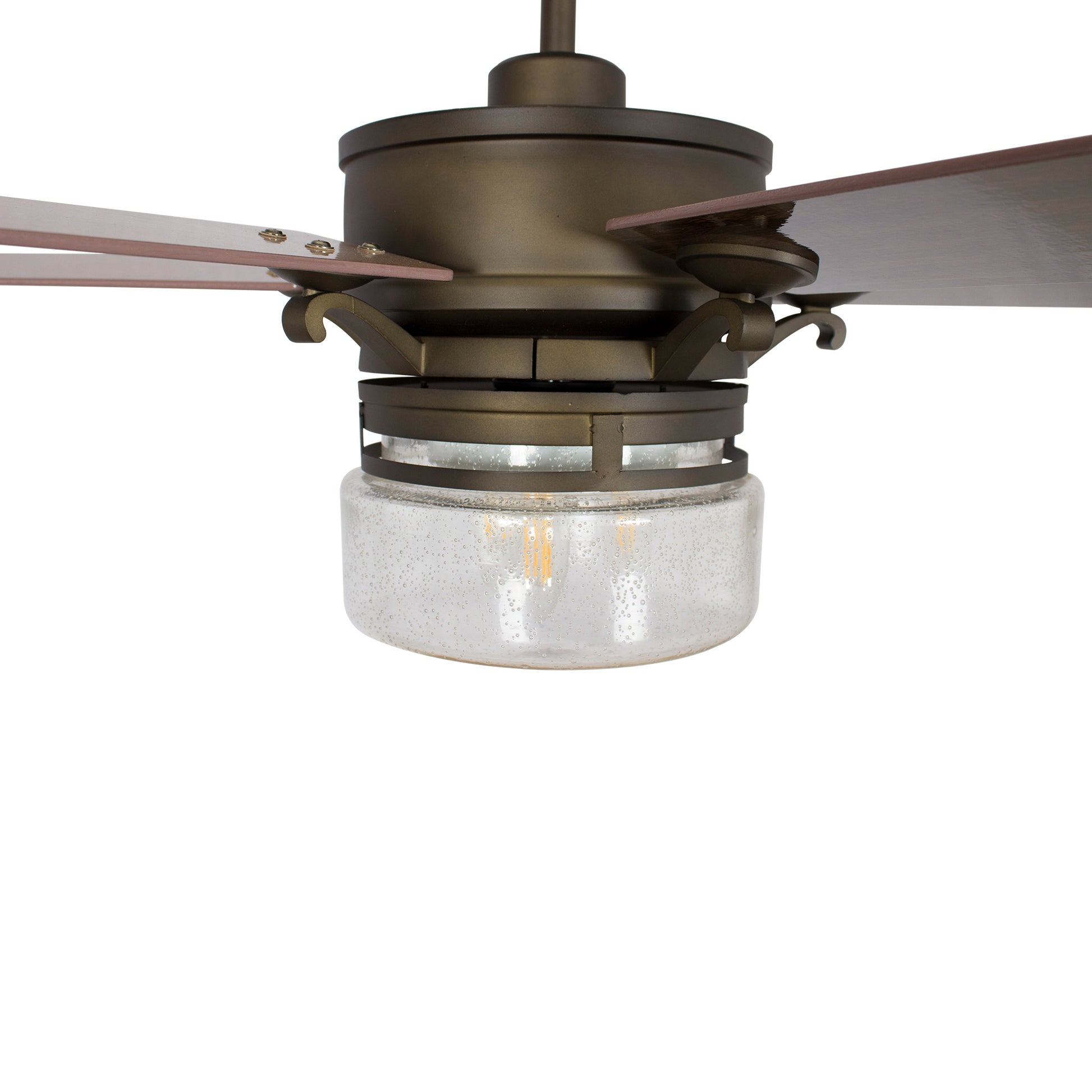 Carro ALEXIA 52 inch 5-Blade Smart Ceiling Fan with Smart Wall Switch- Oil Rubbed Bronze/Dark Wood & Cherry Wood (Reversible Fan Blades)