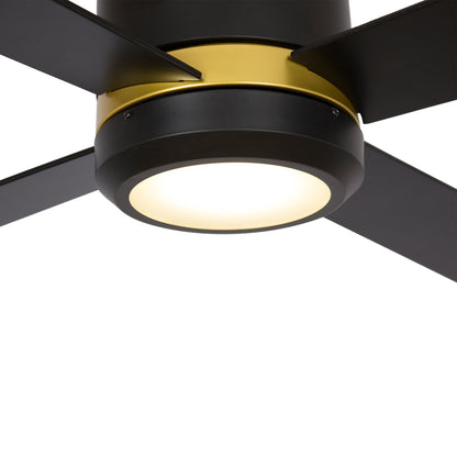 Carro ARLINGTON 52 inch 4-Blade Flush Mount Smart Ceiling Fan with Wall Switch - Black/Gold