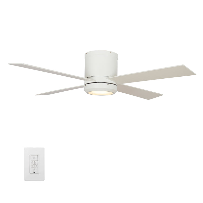 Carro ARLINGTON 52 inch 4-Blade Flush Mount Smart Ceiling Fan with Wall Switch - White/White