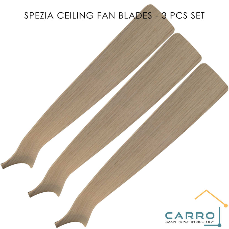 SPEZIA 52 inch 3-Blade Flush Mount Smart Ceiling Fan Replacement Blades - Light Wood
