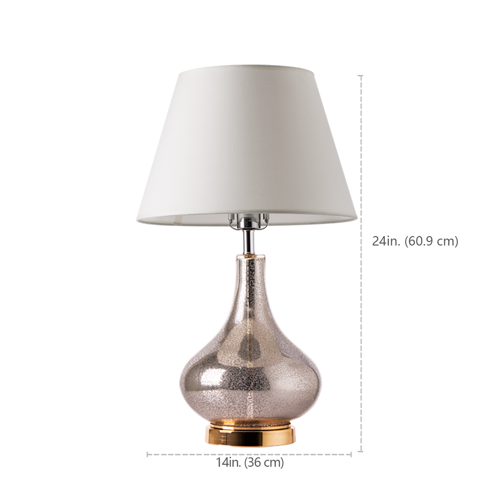 Carro Home Loto Little Gold Mercury Glass Table Lamp 24" - Gold Mercury/Ivory White (Single)