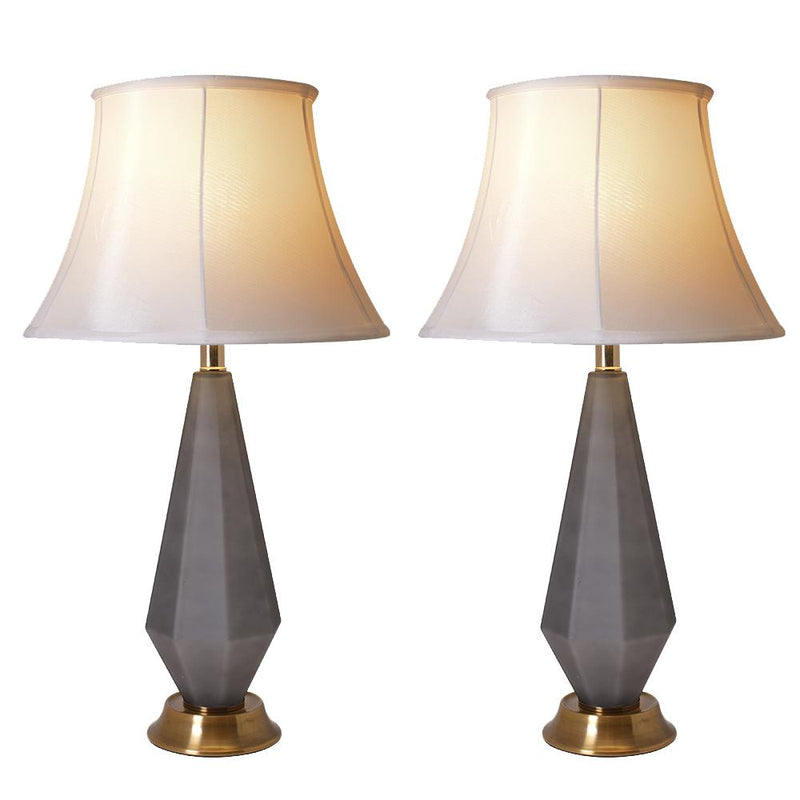 Carro Home Diamant Big Faceted Frosted Glass Table Lamp 27" - Gray/Off White (Set of 2)