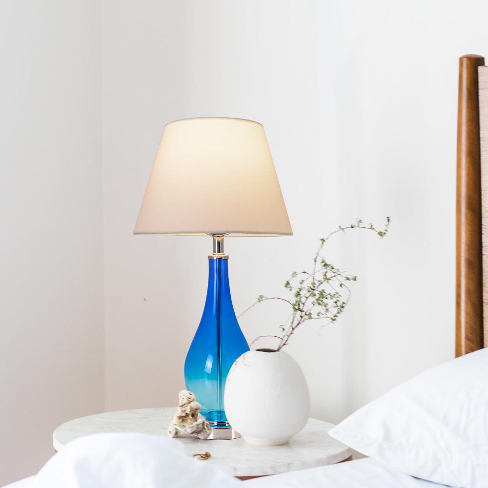 Carro Home Lola Blue Ombre Droplet Glass Table Lamp 28" - Blue Ombre/Creme (Set of 2)