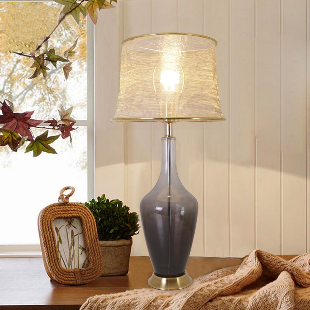 Carro Home Clavel Translucent Glass Table Lamp 31" - Gray Ombre/Golden Yarn Shade (Set of 2)