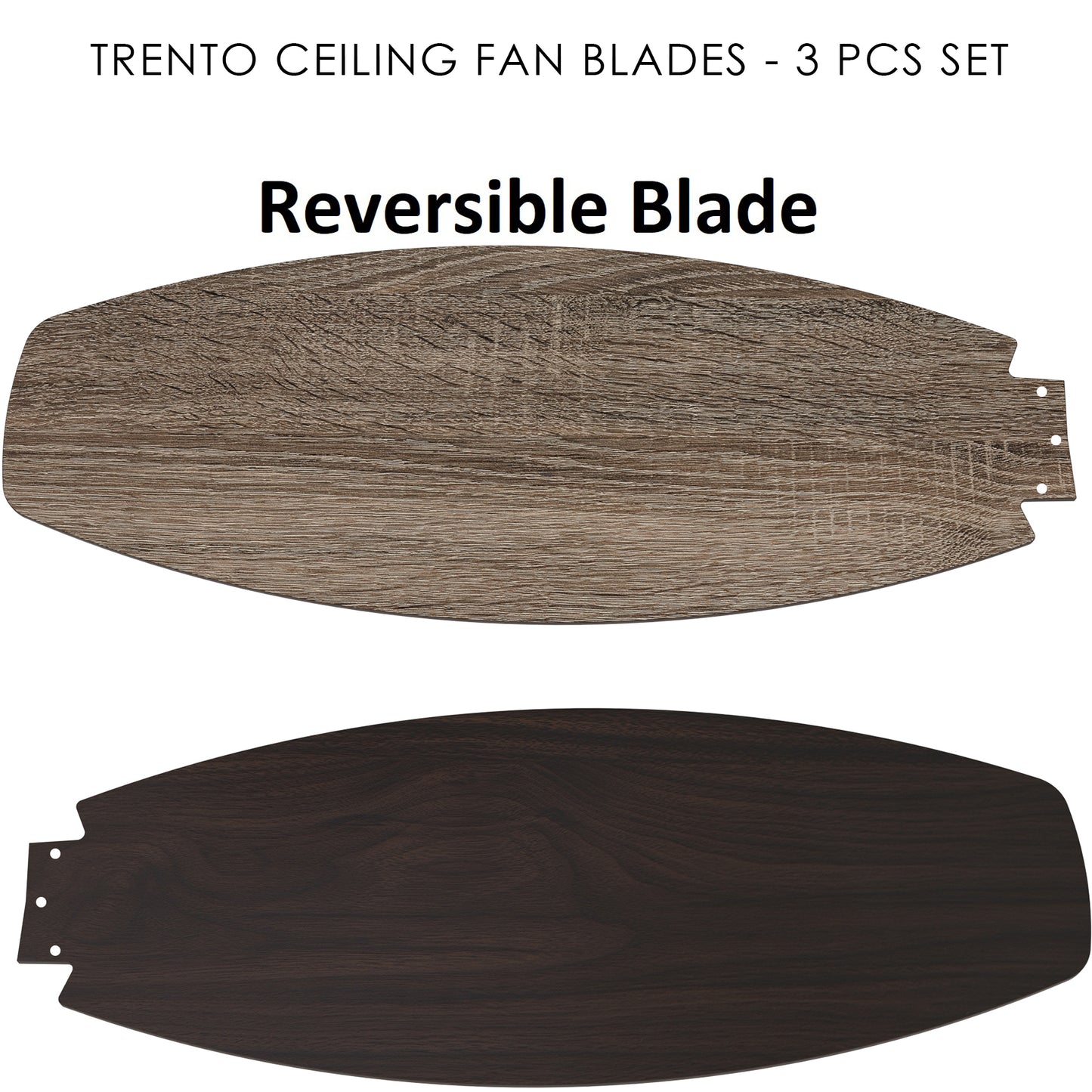 Carro Home TRENTO 48 inch 3-Blade Smart Ceiling Fan Replacement Blades - Dark/Light Wood Pattern Reversible