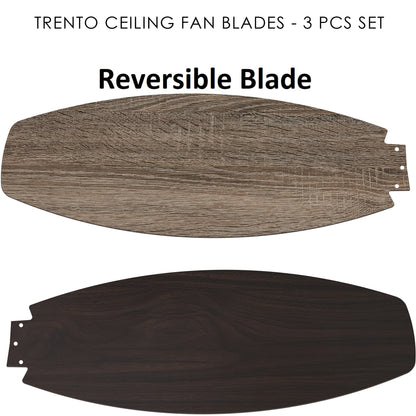 Carro Home TRENTO 48 inch 3-Blade Smart Ceiling Fan Replacement Blades - Dark/Light Wood Pattern Reversible