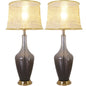 Carro Home Clavel Translucent Glass Table Lamp 31" - Gray Ombre/Golden Yarn Shade (Set of 2)