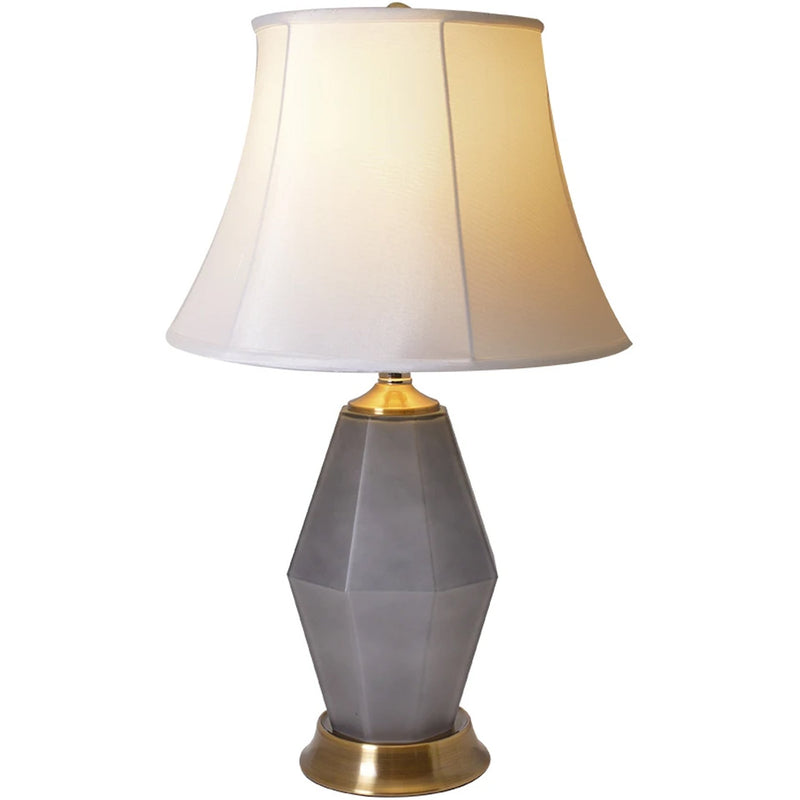Diamant Faceted Frosted Glass Table Lamp 24" - Gray/Off White (Set of 2)