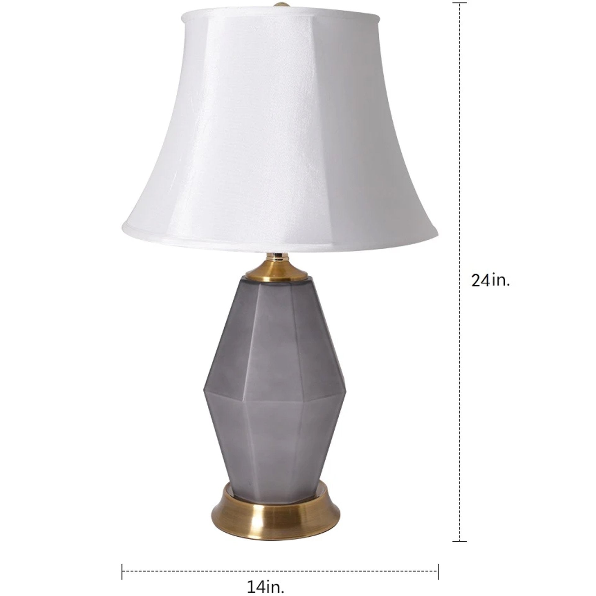 Diamant Faceted Frosted Glass Table Lamp 24" - Gray/Off White (Set of 2)