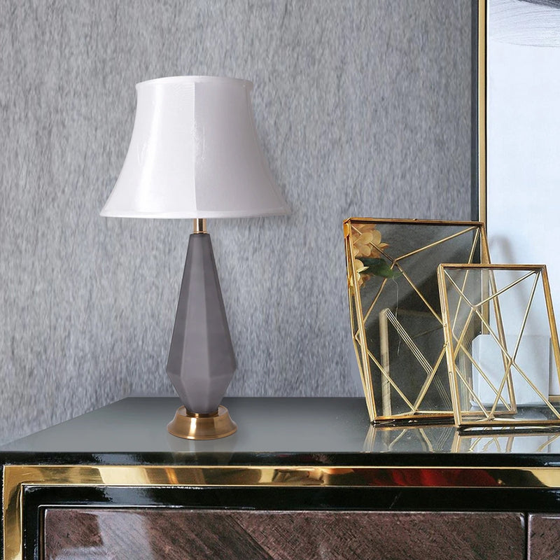 Carro Home Diamant Big Faceted Frosted Glass Table Lamp 27" - Gray/Off White (Set of 2)